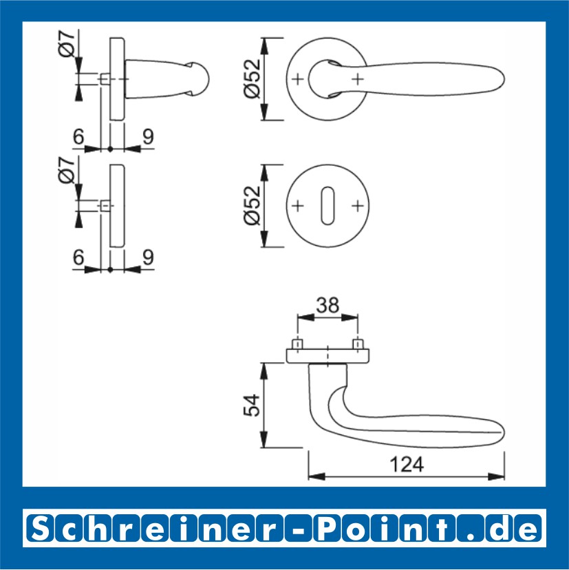 Hoppe Verona Aluminium Rosettengarnitur F1 Natur 1510/42KV/42KVS, 2963046, 6989297, 2902841, 2963062, 6989305, 2801848